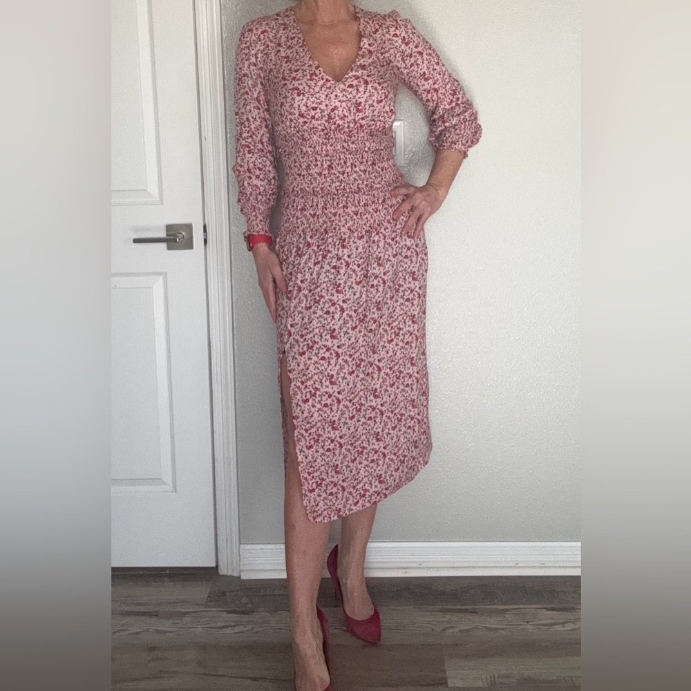 AFRM Gold Sequin Embellished Long Sleeve Sundress